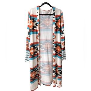 Aztec Print Duster Cardigan